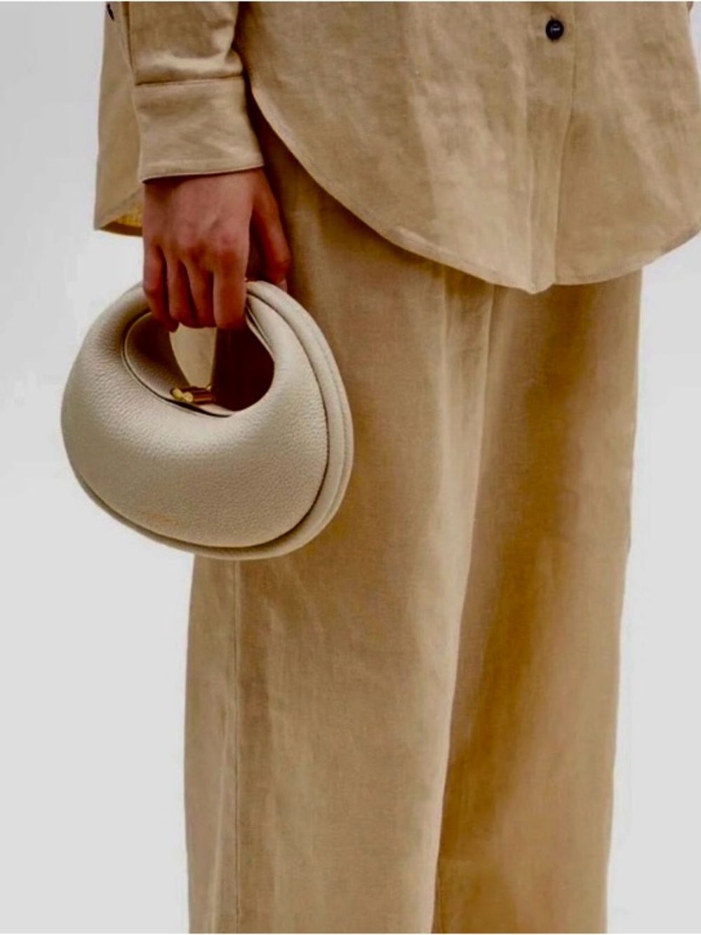 Songmont Luna Ivory white Vegan Leather Hobo Bag w/Gold Hardware No Long Strap - Picture 10 of 12